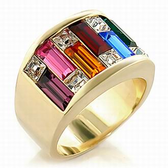 EMERALD CUT SWAROVSKI CRYSTAL TILES RING-size6